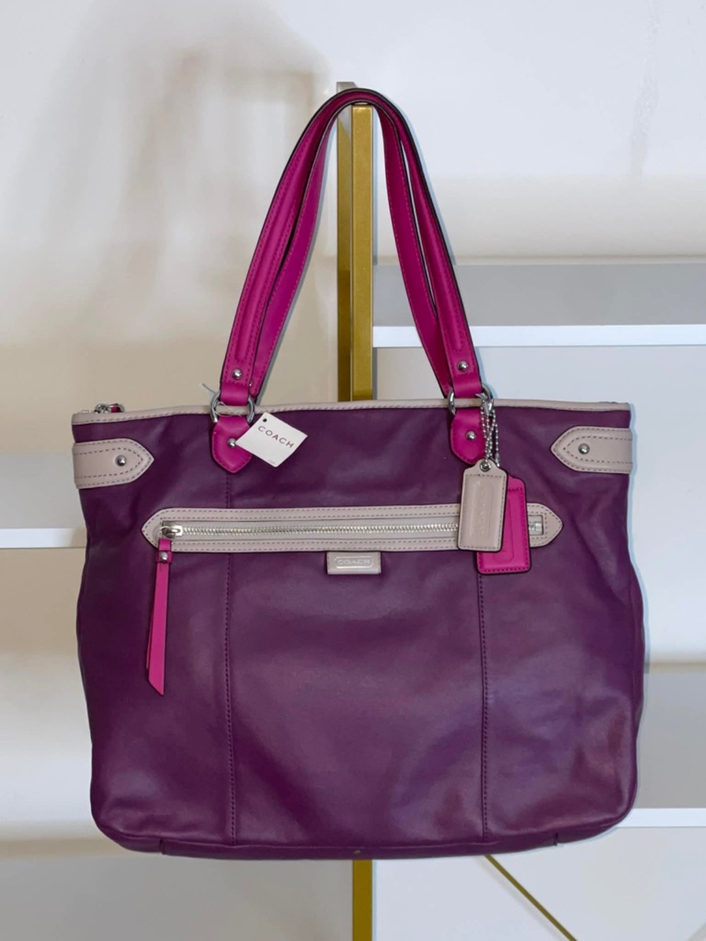 COACH Daisy SPECTATOR Leather Emma TOTE Bag Purple/ Pink